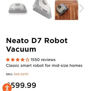 Neato D7 robot vacuum with extra charging station